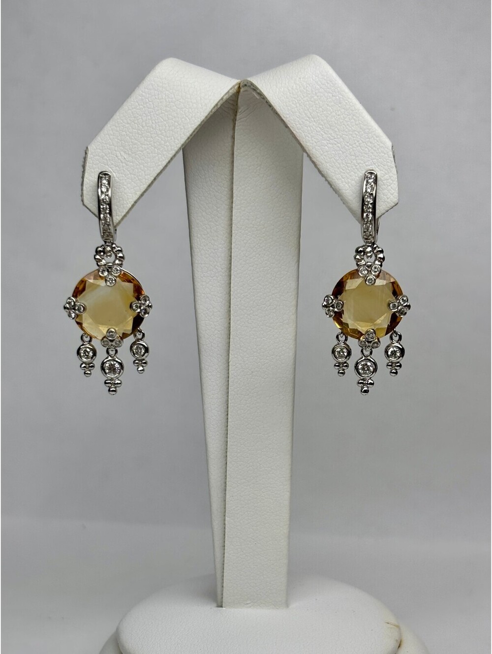 14k White Gold Citrine Earrings